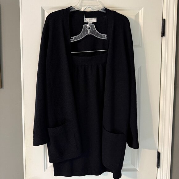 **St. John Basics Black Knit Topper with Skirt** - Picture 1 of 5